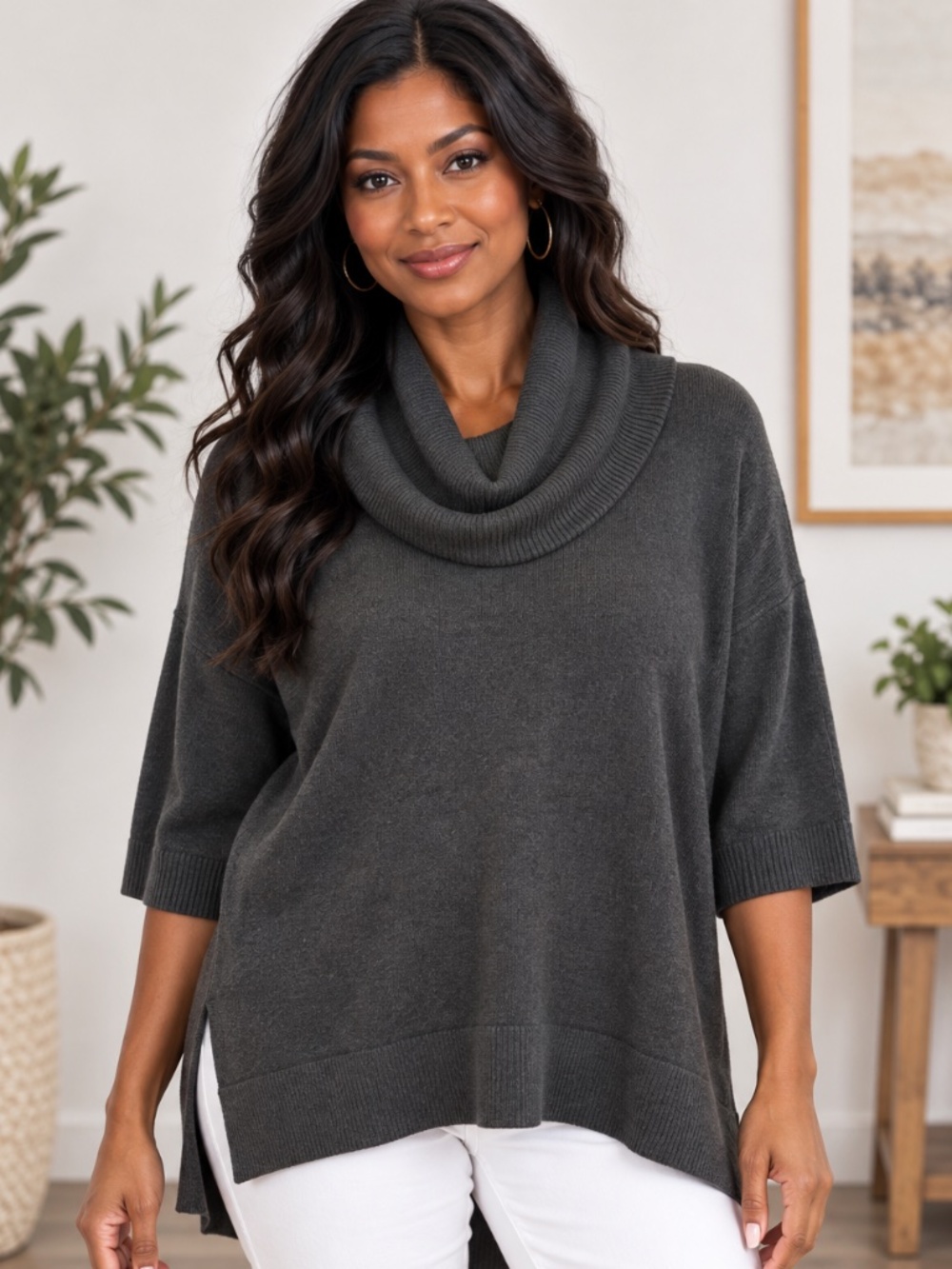 Braeve Charcoal gray cowl-neck sweater